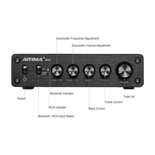 AIYIMA TPA3116 Subwoofer Bluetooth Amplifier HiFi TPA3116D2 2.1 Digital Audio Power Amplifiers 50Wx2+100W Sound Amplificador A03 - Image 4
