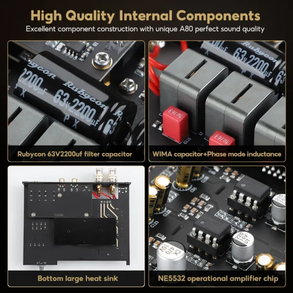 AIYIMA A80 TPA3255 Bluetooth Amplifier PFFB With DAC Electronic UV Meter Power 300WX2 Hi-Res HiFi Home Digital Amp TRS RCA Input - Image 5