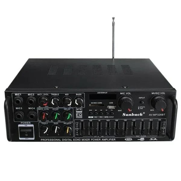 2000W bluetooth Audio Power Amplifier HiFi Amp Speaker 12V AV Amp Speaker Remote Control For Car Home Square Dancing 2.0 Channel - Image 2