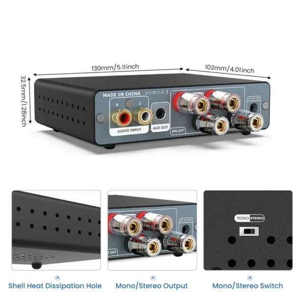 AIYIMA A07 MAX Amplifier Home Audio 300W X2 TPA3255 Class D Power Speaker Amp 2 Channel Bridgeable Mono 600 W Stereo Amplifier - Image 3
